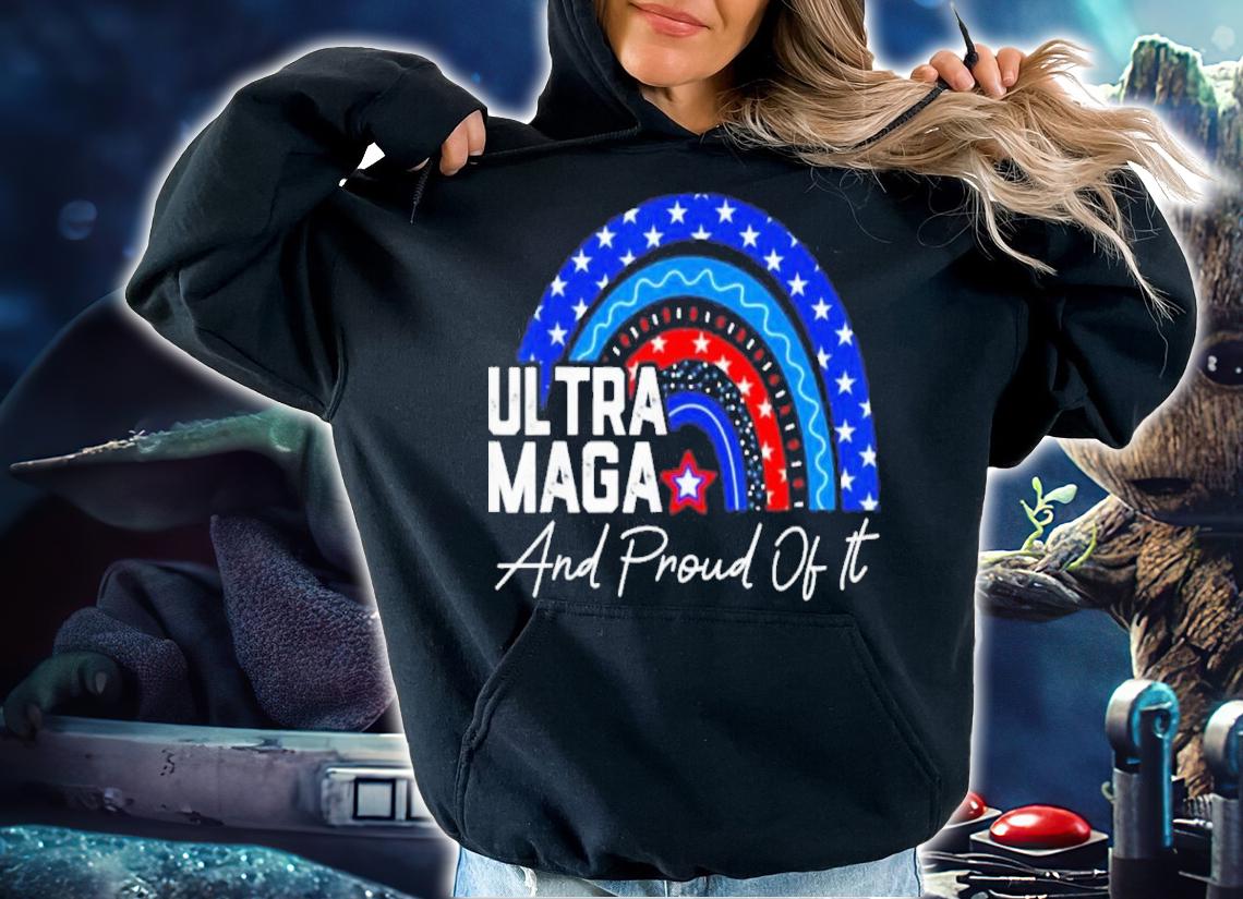 Ultra MAGA And Proud Of It Anti-Biden Rainbow America Flag Shirt