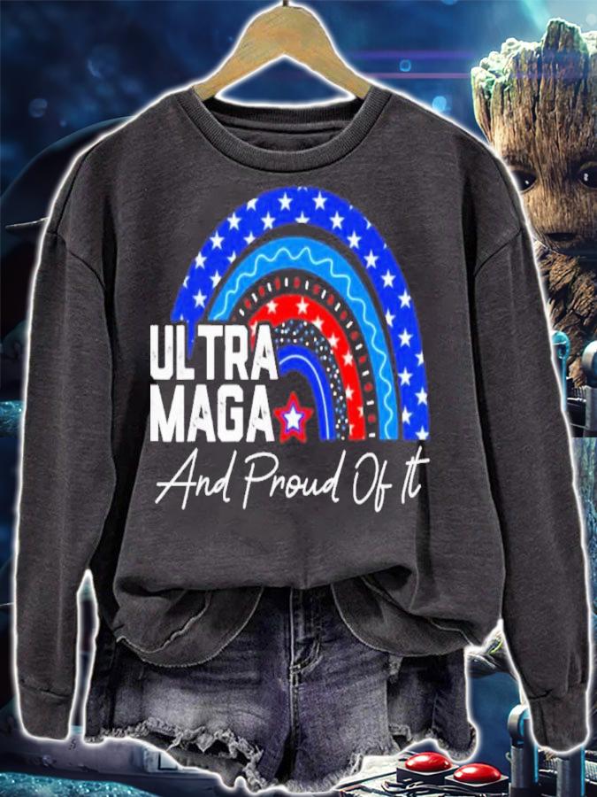 Ultra MAGA And Proud Of It Anti-Biden Rainbow America Flag Shirt