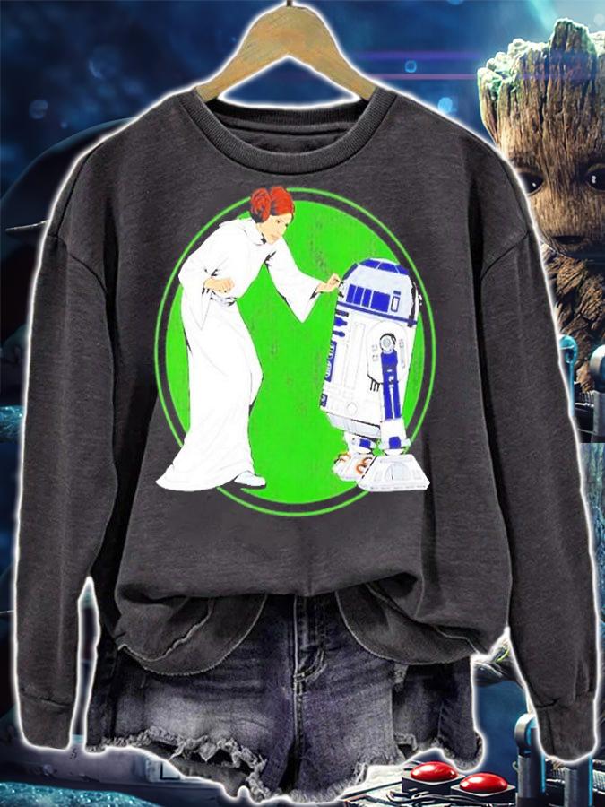 Womens Star Wars Princess Leia And R2-D2 T-Shirt sweatshirt