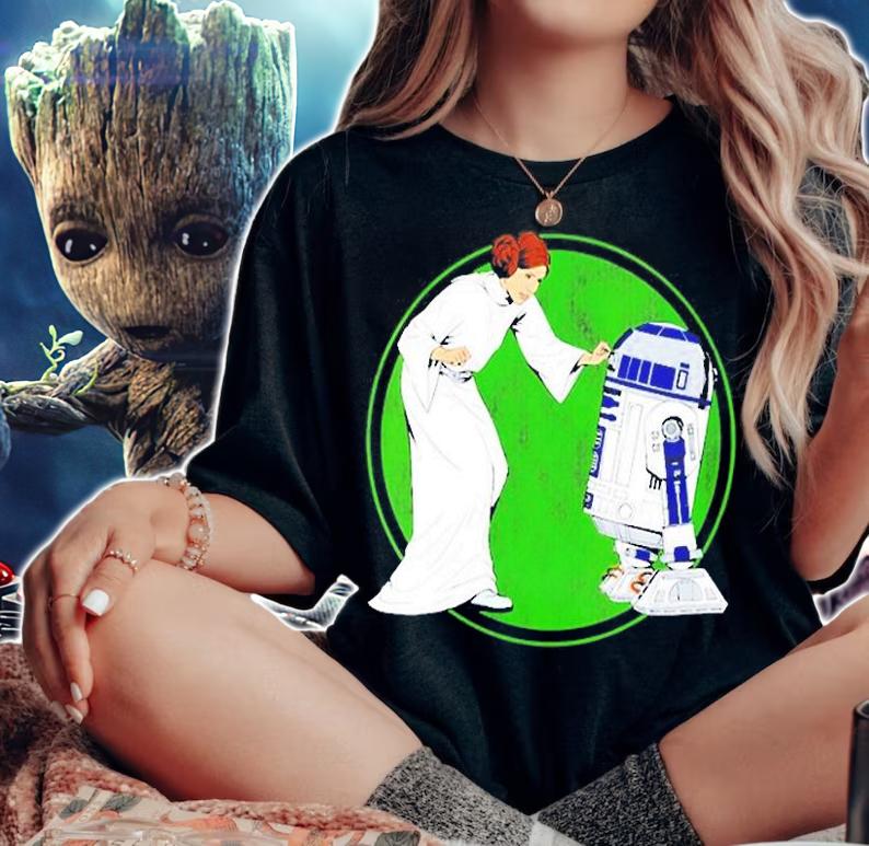 Womens Star Wars Princess Leia And R2-D2 T-Shirt woman shirt