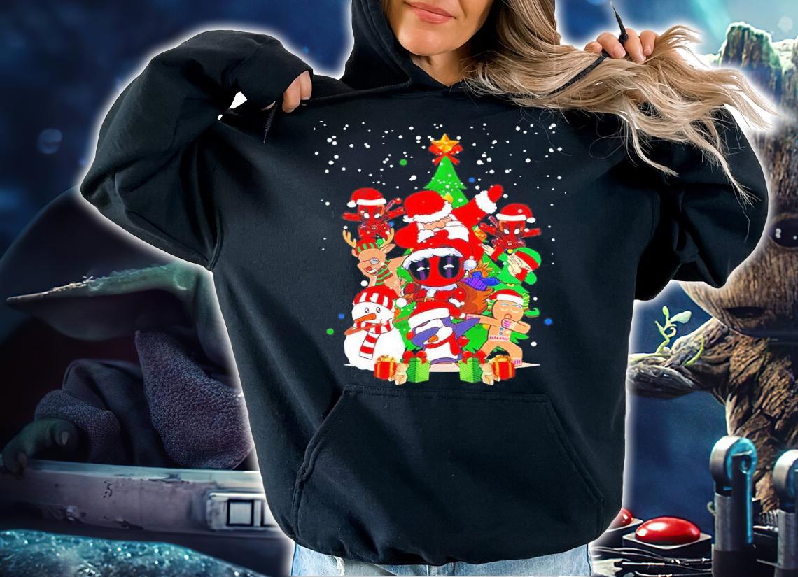 Deadpool Santa Claus Christmas Tree t-shirt