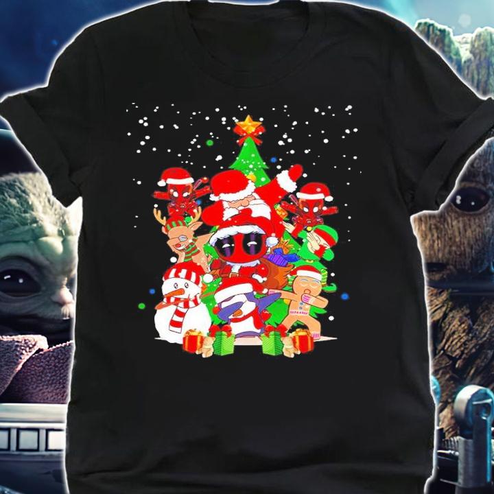 Deadpool Santa Claus Christmas Tree t-shirt