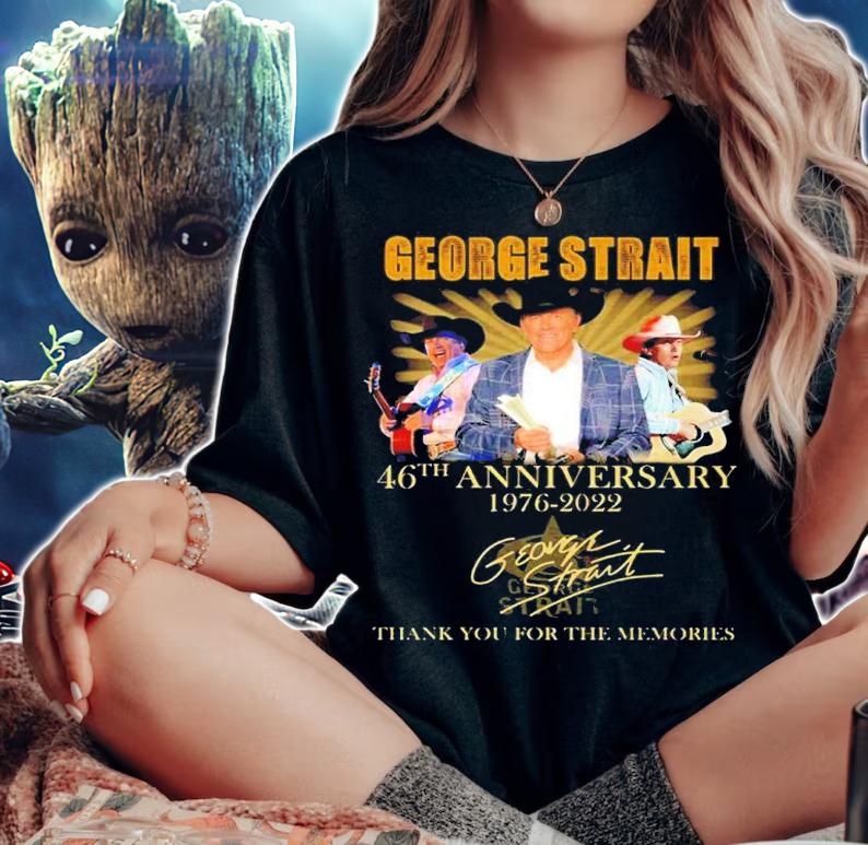 George Strait 46th Anniversary 1976-2022 Signatures Thank You For The Memories Shirt woman shirt