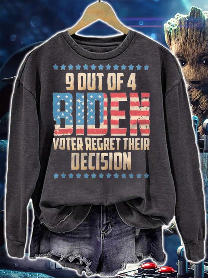 Hot 9 Out Of 4 Biden Voter Regret Their Decision USA Flag Vintage T-Shirt sweatshirt