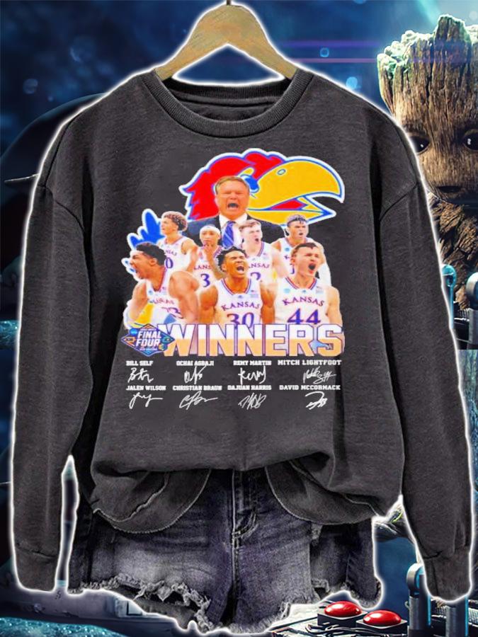 Kansas Jayhawks Winners Men's Basketball 2022 Signatures Shirt