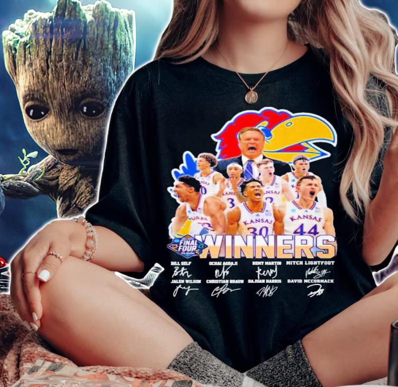 Kansas Jayhawks Winners Men's Basketball 2022 Signatures Shirt