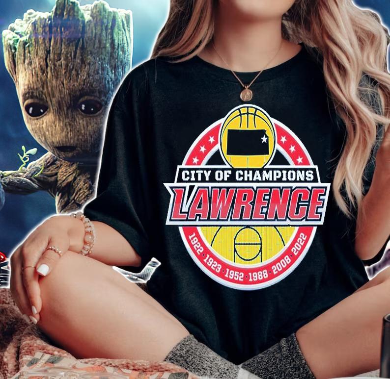 Lawrence City Of Champions Kansas College Basketball T-Shirt woman shirt