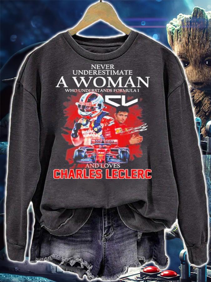 Never Underestimate A Woman Who Understands Motogp And Loves Charles Leclerc Signatures Shirt sweatshirt