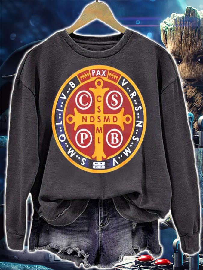 Spiritual Religious Christian Catholic St Benedict T-Shirt sweatshirt
