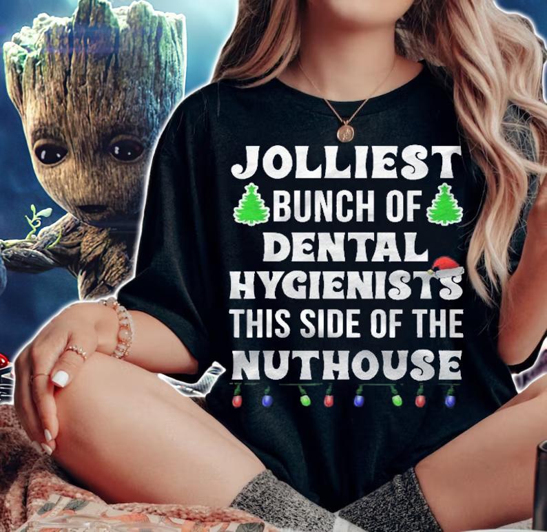 Jolliest Bunch Of Dental Hygienists Matching Group Christmas Shirt woman shirt