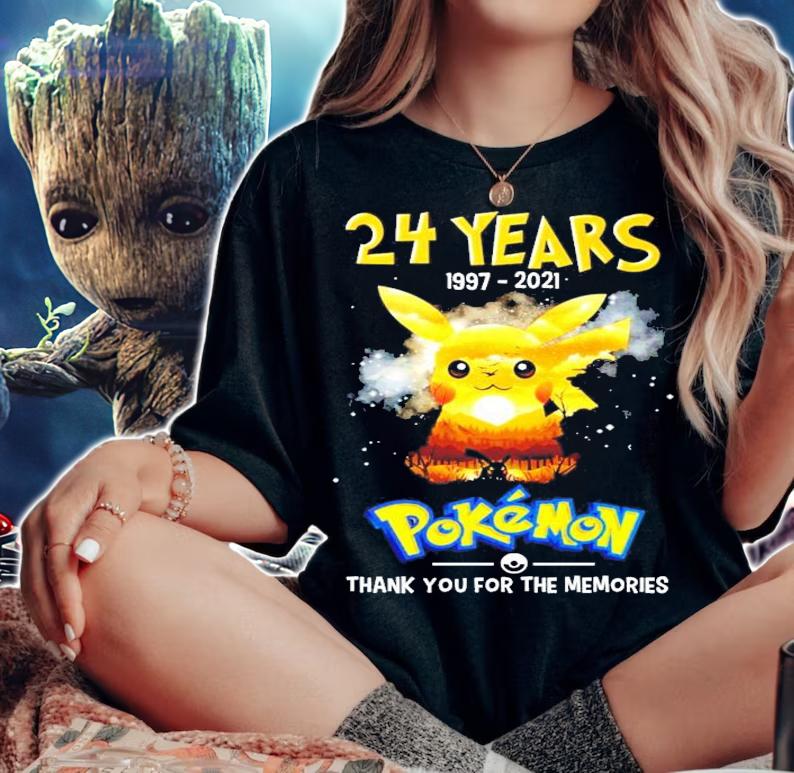 24 years 1997-2021 Pokemon thank you for the memories t-shirt woman shirt