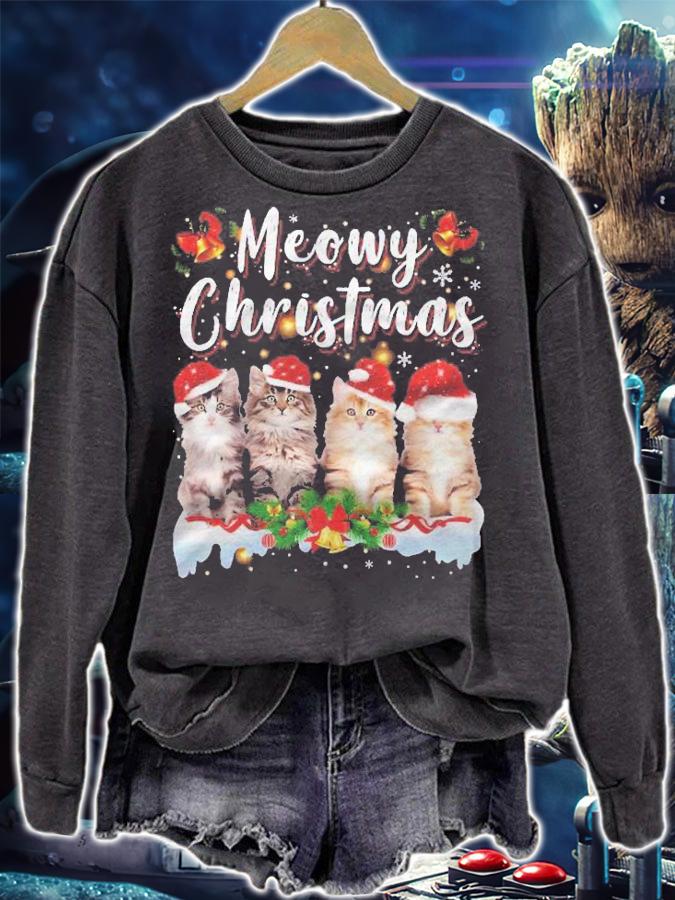Cat Meowy Family Matching Christmas Pajamas Santa Cats Xmas Shirt sweatshirt