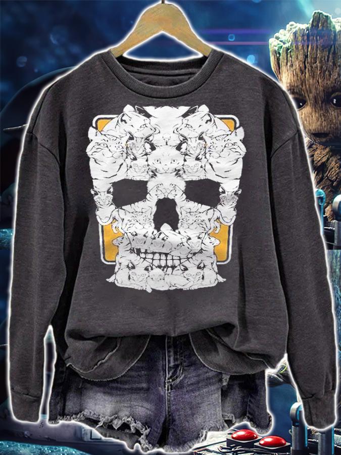 Cat Skull Kitty Skeleton Death Goth Gothic Occult Satanist Shirt sweatshirt