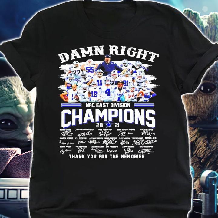 Dallas Cowboys Damn Right NFC East Division Champions 2021 Signatures Thank You For The Memories Shirt shirt