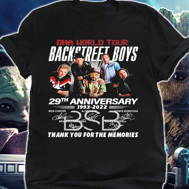 DNA World Tour Backstreet Boys 29th Anniversary 1993 2022 Thank You For The Memories Signature T-Shirt shirt