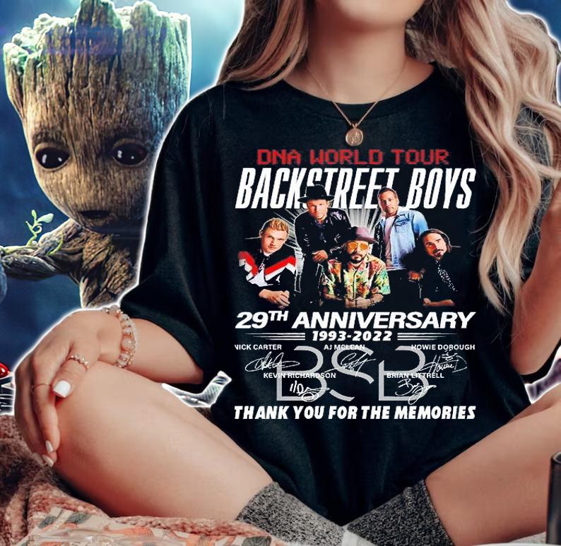 DNA World Tour Backstreet Boys 29th Anniversary 1993 2022 Thank You For The Memories Signature T-Shirt woman shirt