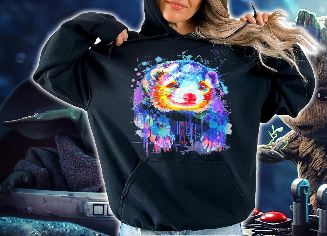Ferret Face Graphics Hand Drawn Splash Art shirt hoodie