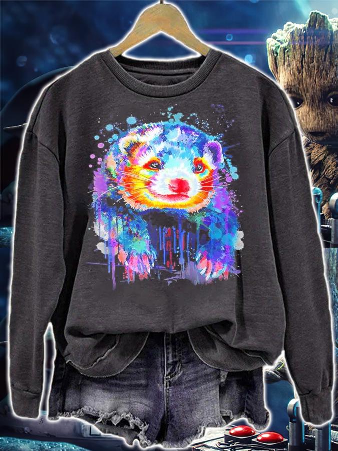 Ferret Face Graphics Hand Drawn Splash Art shirt sweatshirt