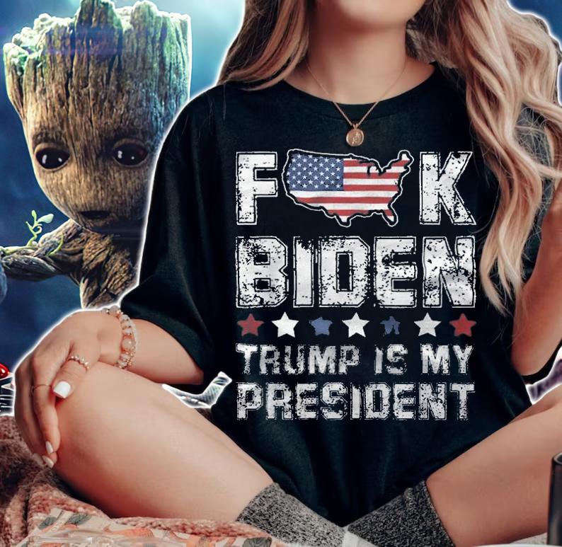 Fuck Biden Trump Is My President Funny T-Shirt woman shirt