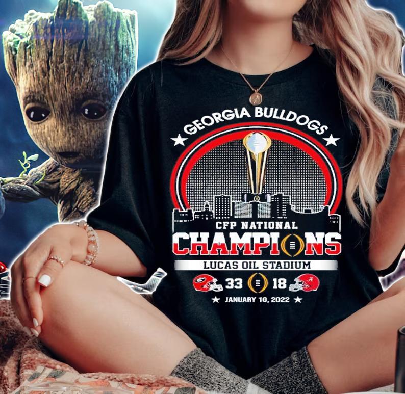 Georgia Bulldogs CFP National Champions Lucas Oil Stadium 33 18 Shirt woman shirt