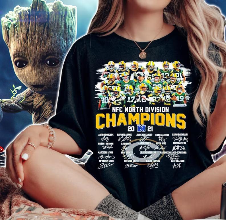 Green Bay Packer Football NFC North Division Champions 2021 Signatures Shirt