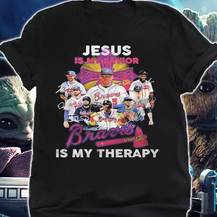 Jesus Is My Savior Braves Is My Therapy Signatures Shirt shirt