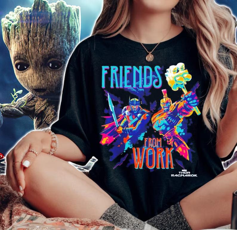 Marvel Thor Ragnarok Working Friends Neon Blast Shirt