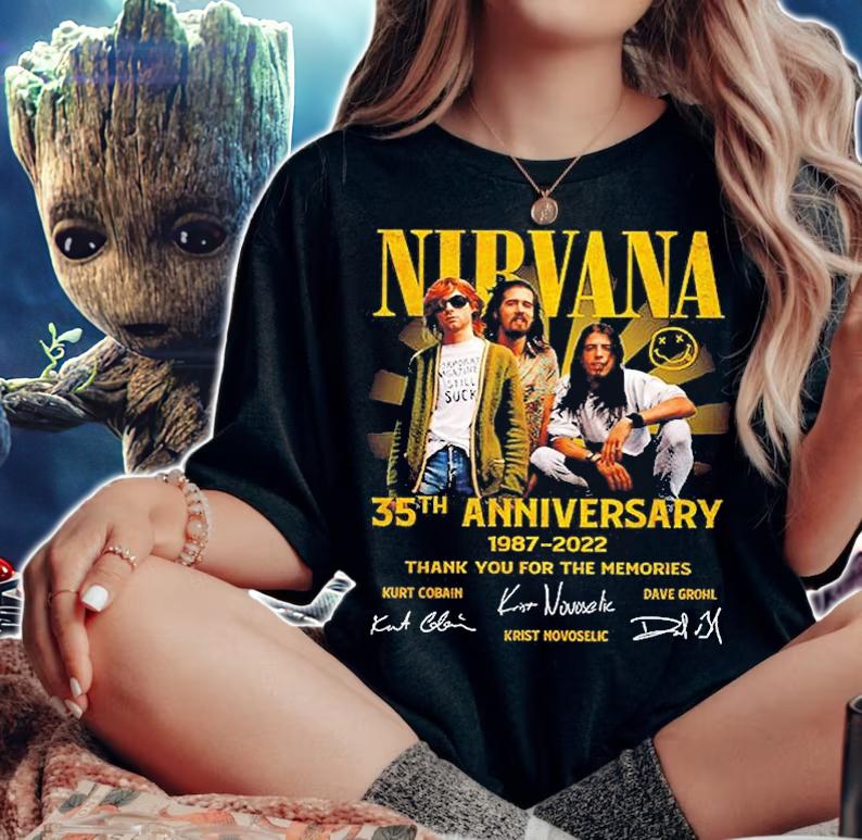 Nirvana 35th Anniversary 1987-2022 Thank You The Memories T-Shirt woman shirt