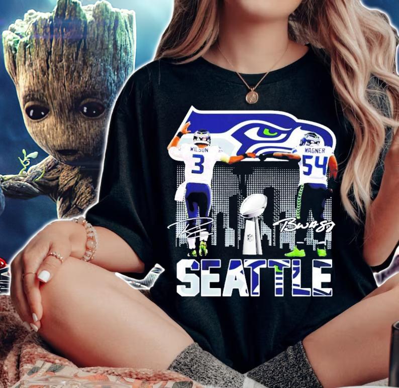 Seattle Seahawks Russell Wilson Vs Bobby Wagner Signatures Shirt woman shirt