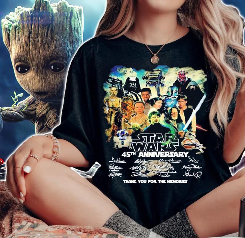 Star Wars 45th Anniversary Signatures Thank You For The Memories Shirt woman shirt