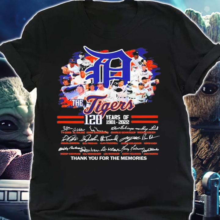 The Tigers 120 years of 1901-2022 signatures thank you for the memories shirt