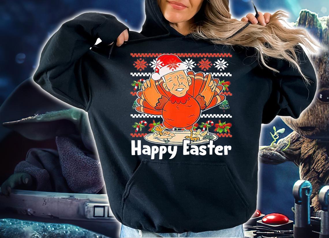 Ugly Christmas Santa Biden Turkey Happy Easter Merry Christmas T-Shirt