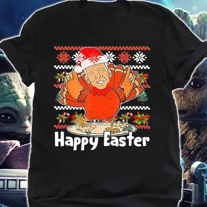 Ugly Christmas Santa Biden Turkey Happy Easter Merry Christmas T-Shirt