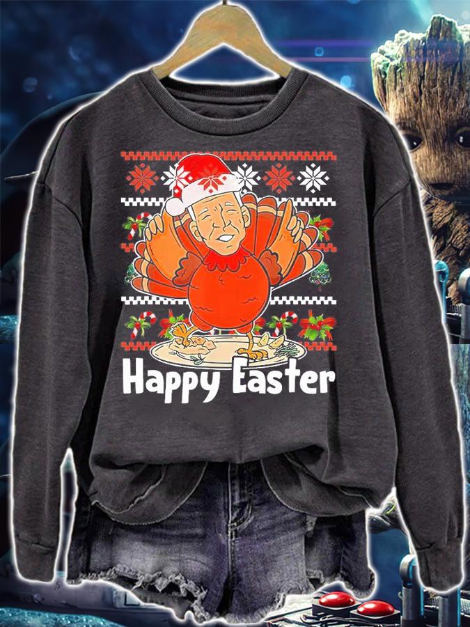 Ugly Christmas Santa Biden Turkey Happy Easter Merry Christmas T-Shirt