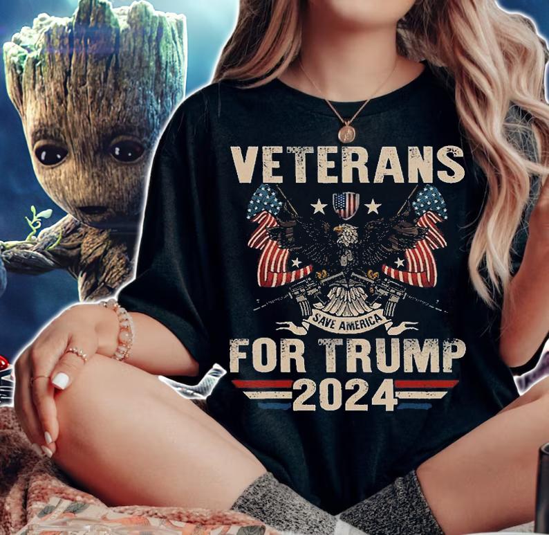 Veterans Trump 2024 Save America For Trump 2024 Vintage Eagle T-Shirt woman shirt