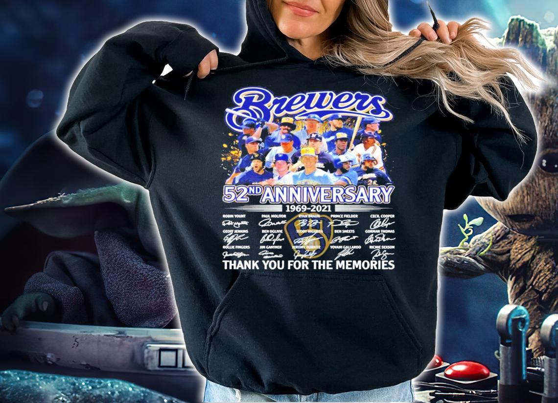 Brewers 52nd anniversary 1969-2021 signature thank you for the memories shirt