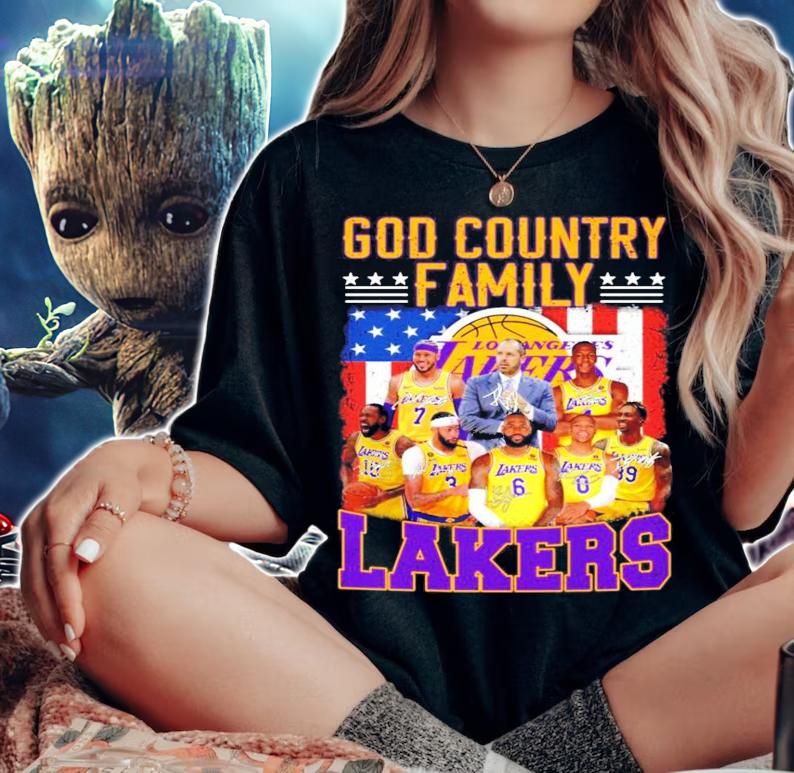 God country family Los Angeles Laker signatures shirt woman shirt