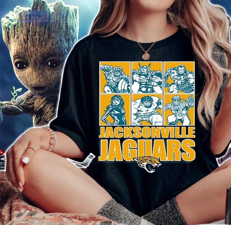 Jacksonville Jaguars Disney Marvel Avengers Line-Up shirt woman shirt