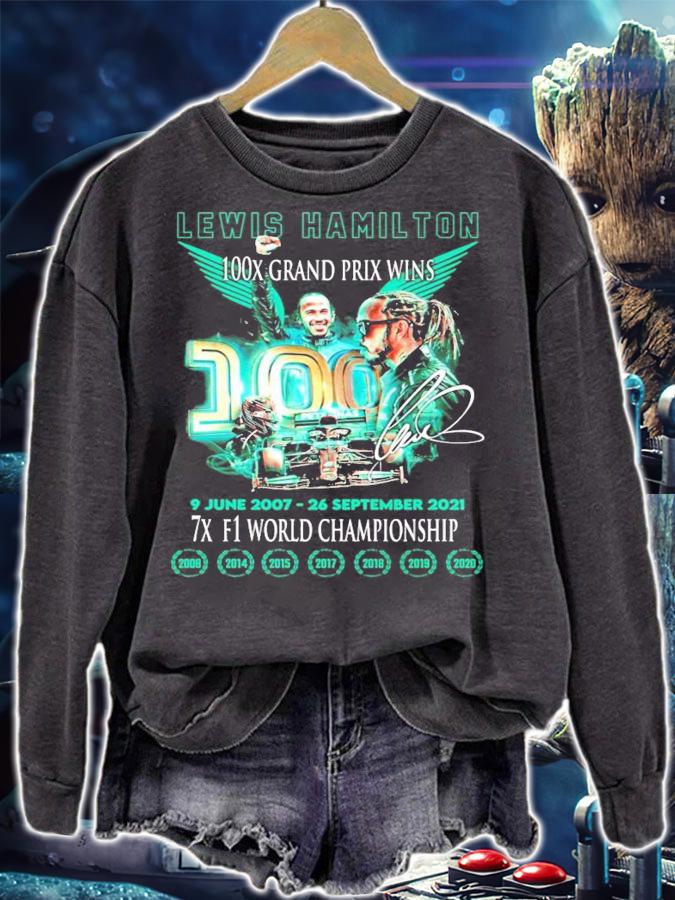 Lewis Hamilton 100x grand prix wins 7x f1 world championship signature shirt sweatshirt