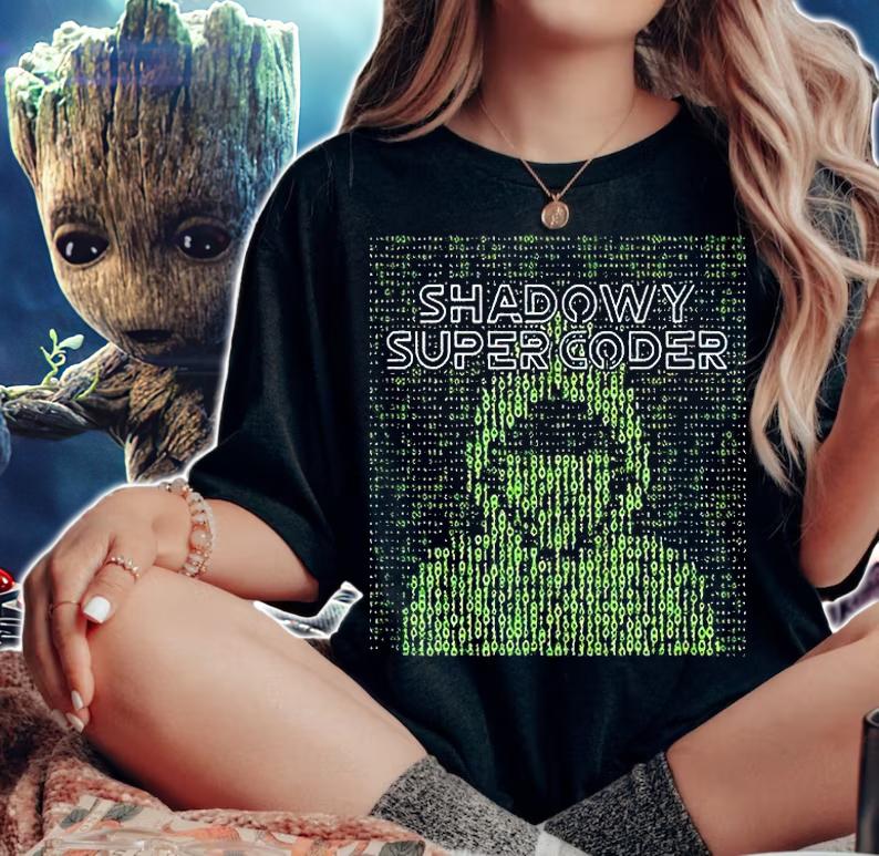 Shadowy super coder hacker T-shirt