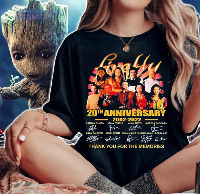 Firefly 20th anniversary 2002-2022 thank You for the memories signatures T-shirt