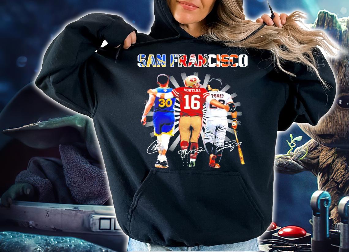 San Francisco Stephen Curry Joe Montana Buster Posey signatures shirt