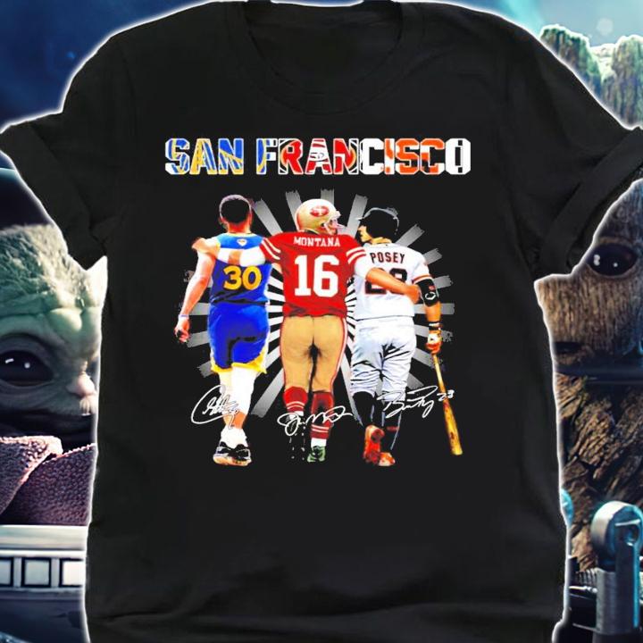 San Francisco Stephen Curry Joe Montana Buster Posey signatures shirt
