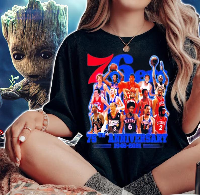 76ERS 75th anniversary 1946-2021 shirt