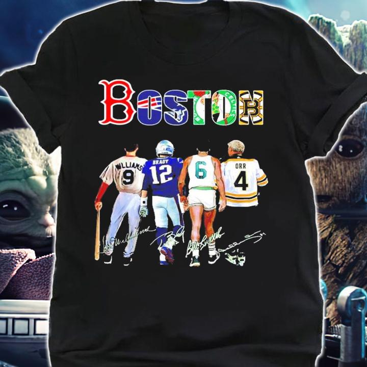 Boston Sports Teams Willans Brady Russell and Orr signature shirt shirt