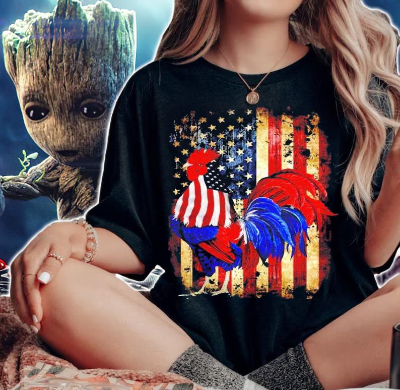 Dad Chicken Happy Independence Day American shirt