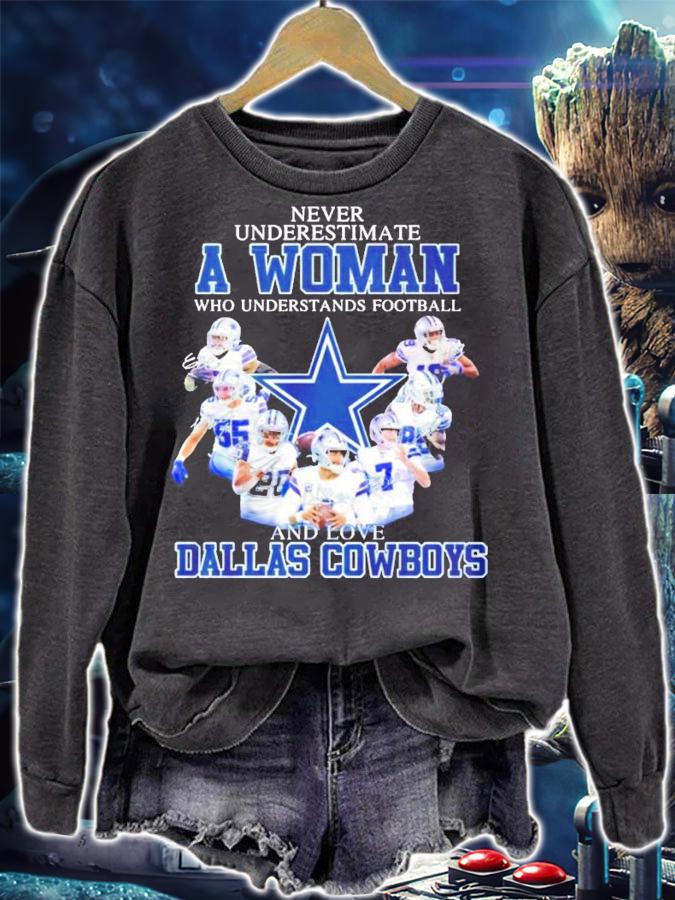 Never underestimate a woman who understands football Dallas Cowboys signatures shirt