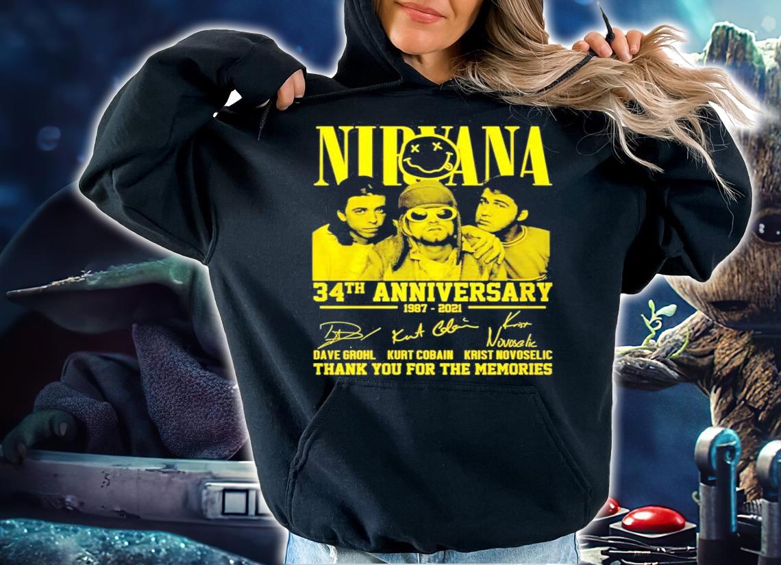 Nirvana 34th anniversary 1987-2021 signatures shirt hoodie