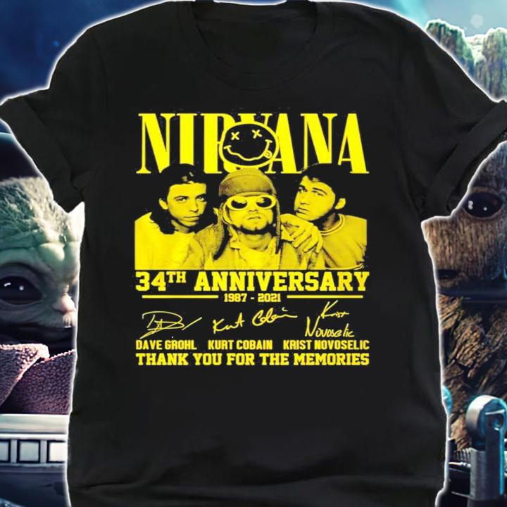 Nirvana 34th anniversary 1987-2021 signatures shirt shirt