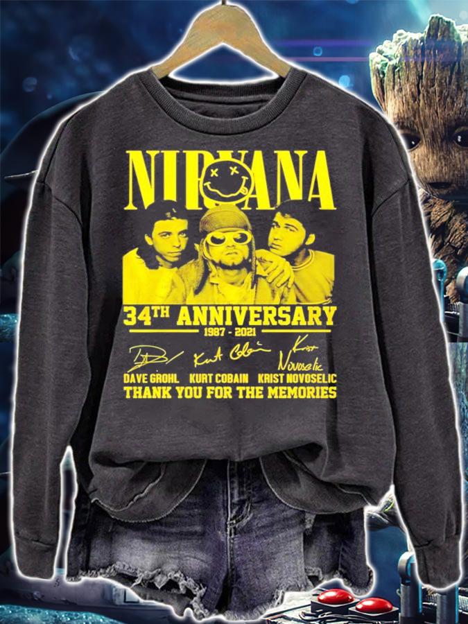 Nirvana 34th anniversary 1987-2021 signatures shirt sweatshirt